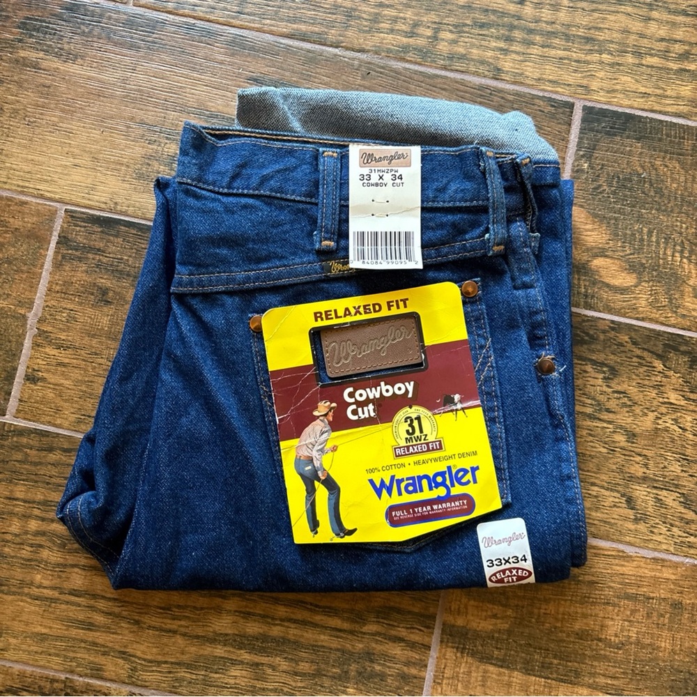 USA Made Vintage Wrangler 31 MWZ Relaxed Denim Jeans NWT 33x34 80’s dead stock